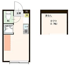 ハーモニーテラス南阿佐ヶ谷2 ワンルームの間取図画像