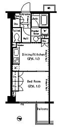 パークアクシス目黒本町 1DKの間取図画像