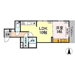 D-abanico 1LDKの間取図画像