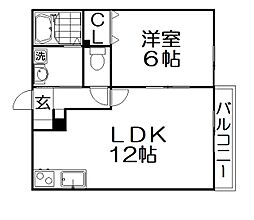 マーベル・ナガムラ 1LDKの間取図画像