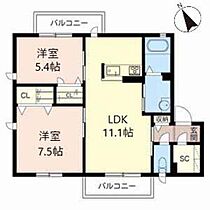 シャーメゾン中ノ川 0202 ｜ 京都府京都市山科区小山中ノ川町85-1（賃貸アパート2LDK・2階・59.75㎡） その2