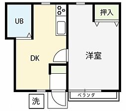 ハウス田中 1階1DKの間取り