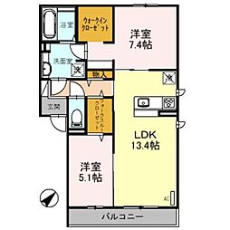 Osaka Metro今里筋線 だいどう豊里駅 徒歩5分の賃貸アパート 3階2LDKの間取り