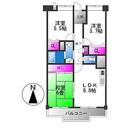 エレガンス巽 3LDKの間取図画像