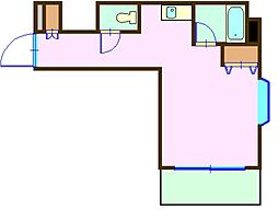 コーポサンライフ井土ヶ谷第2 ワンルームの間取図画像