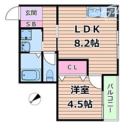 PISTA山田東 1LDKの間取図画像