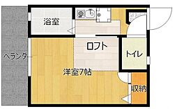エンゼルハイツ9梅林 1Kの間取図画像