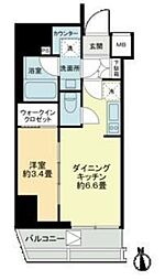グランマーチ芝公園 1DKの間取図画像