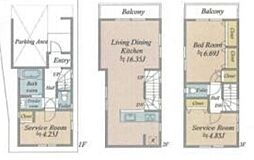 新宿戸山三丁目戸建 1階3LDKの間取り