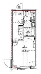クレドコート品川中延 3階1Kの間取り