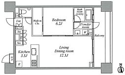 レジディア芝浦KAIGAN 1LDKの間取図画像