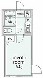 ville中落合 1階1Kの間取り