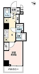 プレール・ドゥーク板橋本町3 1Kの間取図画像