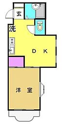 ラ・フォーレ末長 1DKの間取図画像