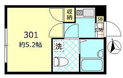 プリムローズ大森 1Kの間取図画像
