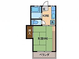 西ヶ原ハイムNO2 ワンルームの間取図画像