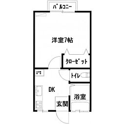 コーポ千歳 1DKの間取図画像
