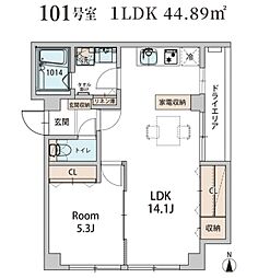 ナカフジハイム萩窪 1LDKの間取図画像