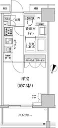 パークハビオ渋谷本町レジデンス 1Kの間取図画像
