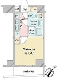 クロスレジデンス日本橋浜町 1Kの間取図画像
