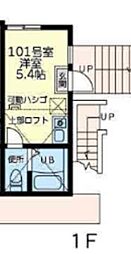 ユナイト黄金町ロザンナの杜 ワンルームの間取図画像