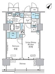 晴海フラッグ ポートヴィレッジ C棟 14階1LDKの間取り