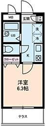 パルムドールハイム 1Kの間取図画像