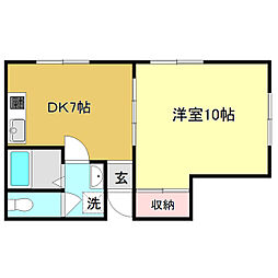 メゾン内藤 1DKの間取図画像