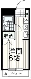 ラフォーレ湯船 1Kの間取図画像