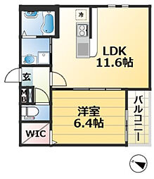フジパレス摩耶 1LDKの間取図画像