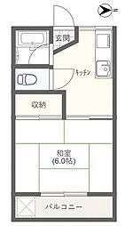 風鈴館 1Kの間取図画像