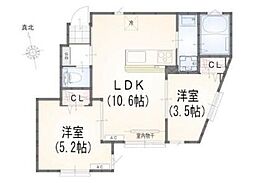 (仮称)サンライズ府中 2LDKの間取図画像