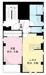 TATSUMIビル 2階1LDKの間取り