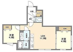 ウェルスクエア中野坂上 2LDKの間取図画像