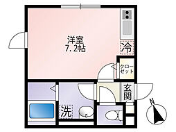 ラシェリール ワンルームの間取図画像
