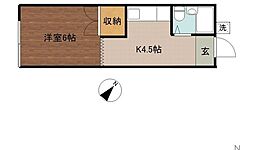 ハイツルミエール 1Kの間取図画像