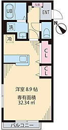 ハイツ元町 ワンルームの間取図画像