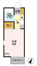 サニーライフ 2階1Kの間取り