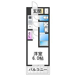 エスリードレジデンス大阪ザ・クラス 1Kの間取図画像