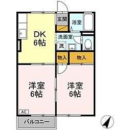 みのりハイム 2DKの間取図画像