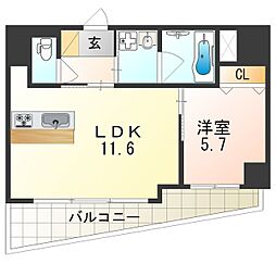 エステート御幣島 1LDKの間取図画像