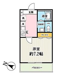 (仮称)キャメル航空公園2 1Kの間取図画像