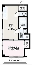 ビッグワンハイツ 1DKの間取図画像