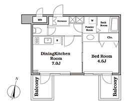 レジディア西新宿2 1DKの間取図画像
