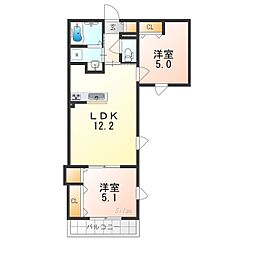 キルシュ元町 2LDKの間取図画像