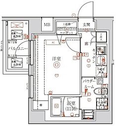 都営新宿線 森下駅 徒歩8分の賃貸マンション 7階1Kの間取り