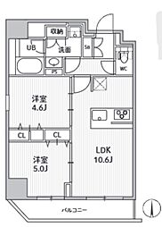 S-RESIDENCE住吉aquacht 2LDKの間取図画像