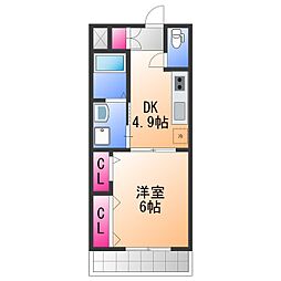 ハイネ2番館 1DKの間取図画像