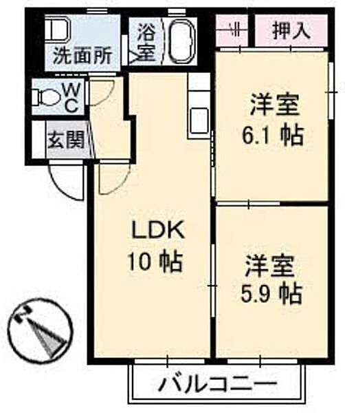 ハイツ安倍21　II棟 B0202｜鳥取県米子市安倍(賃貸アパート2LDK・2階・49.67㎡)の写真 その2