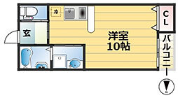 グランシャリオ山本通3 ワンルームの間取図画像